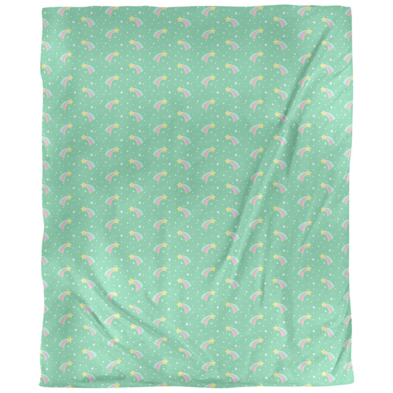 Housse de couette Katelyn Elizabeth, Housse de couette pour lit simple, Vert / bleu ciel / jaune, Polyester brossé