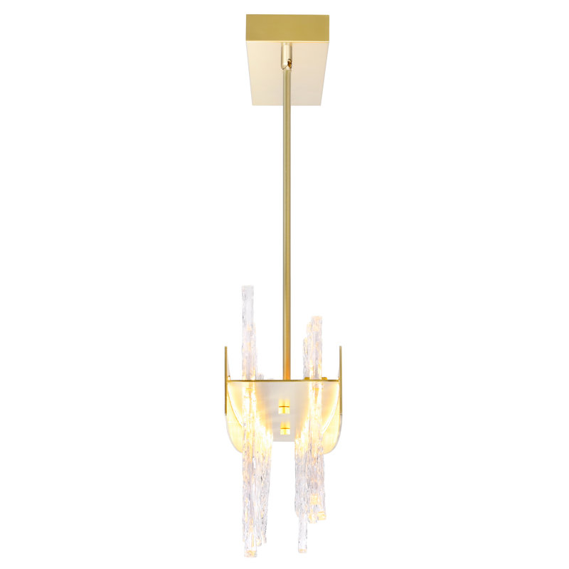Lustre rectangulaire moderne de 39 po à DEL pour îlot de cuisine, salle à manger ou bar - DEL intégrée, Or satiné