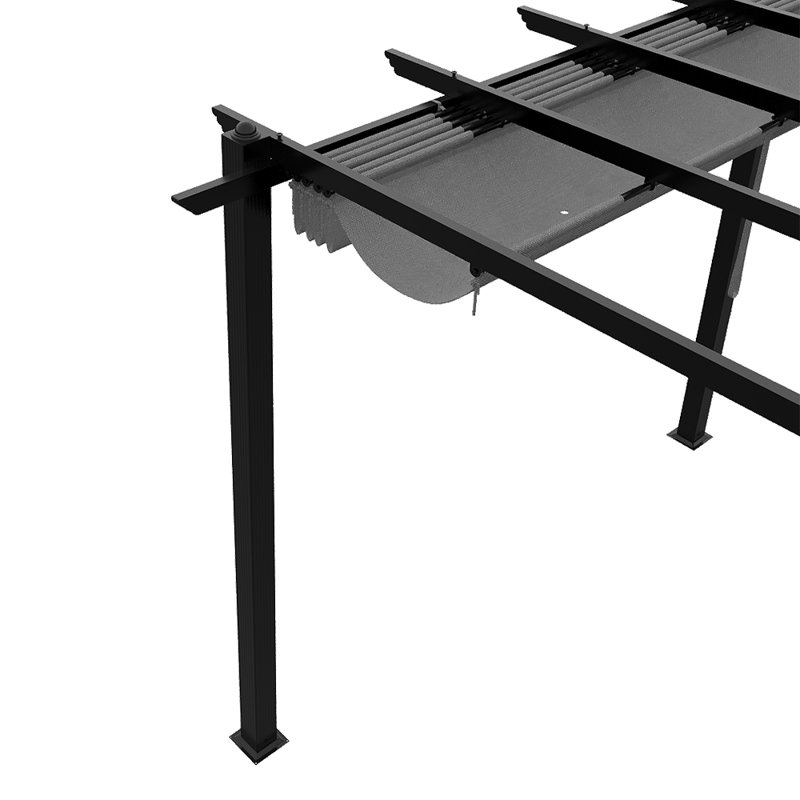 10x20ft Aluminium Pergola with Retractable Roof, Black