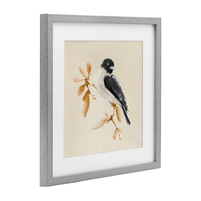 Impression subtile de mésange aquarelle sous verre, conception de Diannart, Cadre de ferme gris, H 16 po x l 16 po