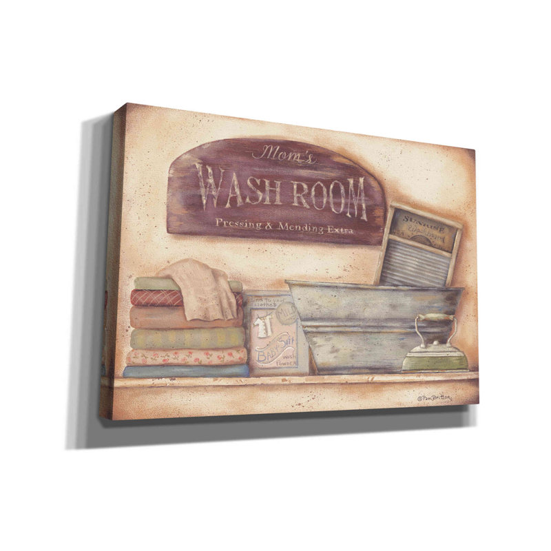 «Mom's Wash Room» par Pam Britton, art mural sur toile, H 18 po x l 26 po x P 0,75 po