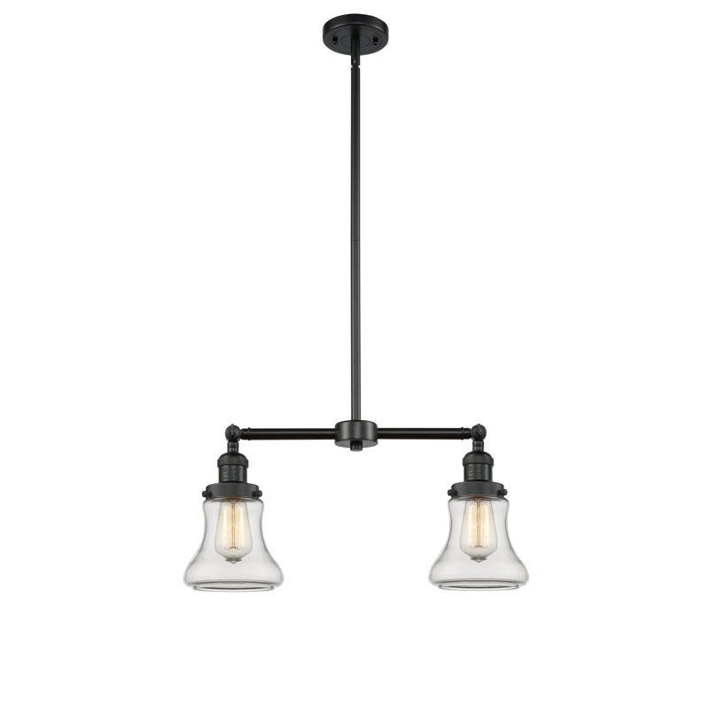 Edda 2 - Light Kitchen Island Pendant, 6 Watt Vinage LED Bulb, Matte Black, Clear