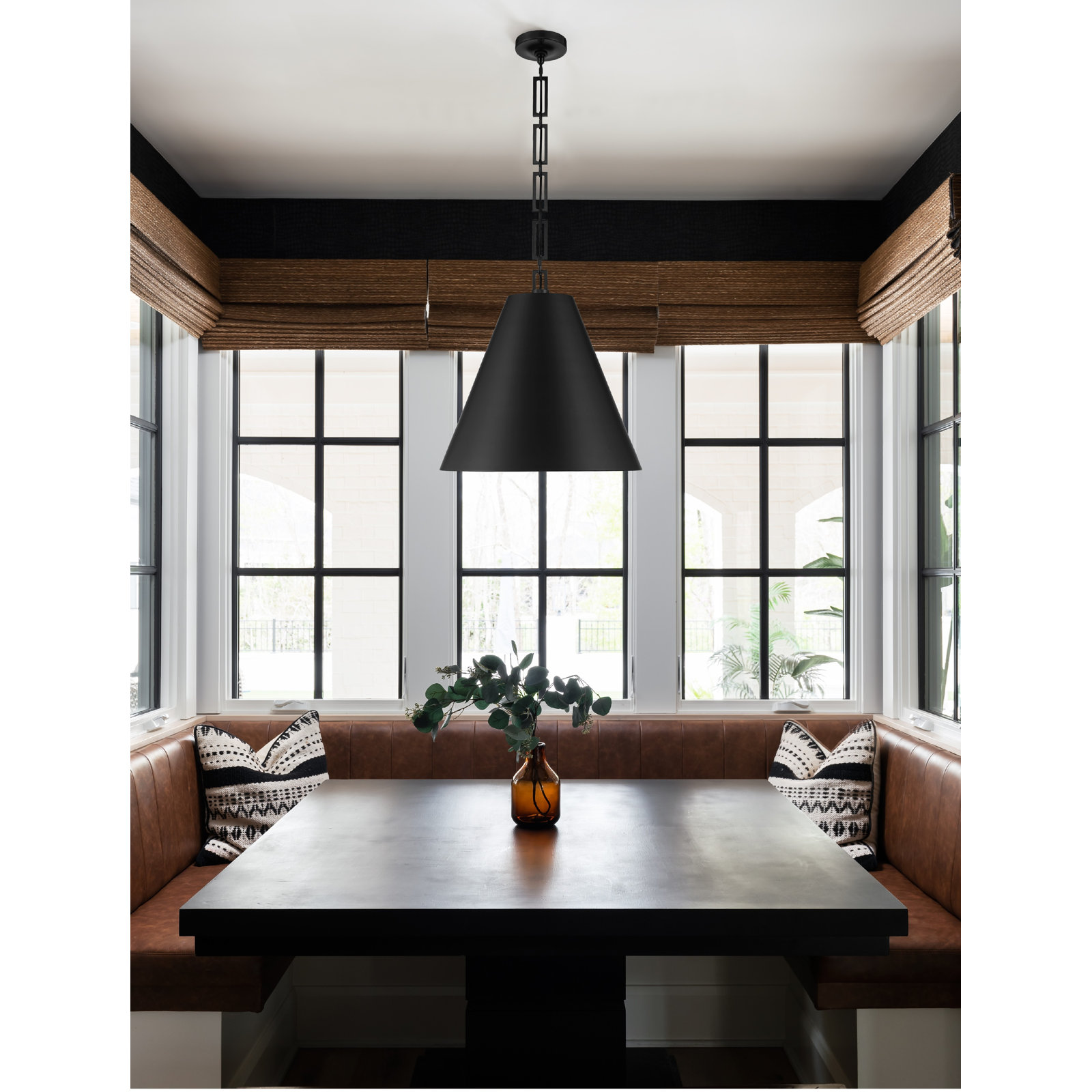 Altair Dimmable Stainless Steel 3-Light Pendant, Matte Black/Antique Gold