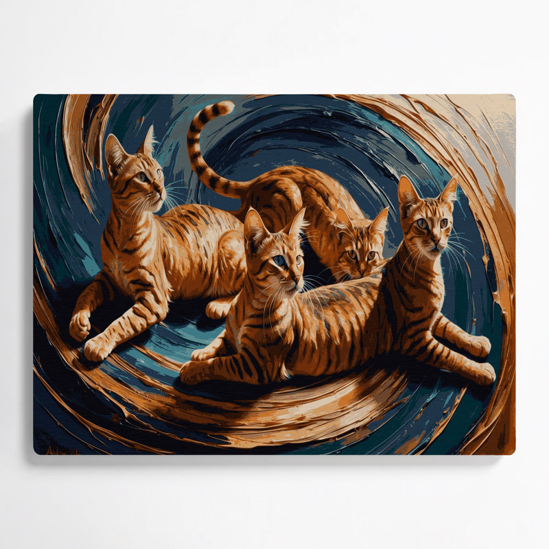 Art mural en métal «Cats Abyssinian» mauve, H 144 po x l 216 po x P 0,05 po