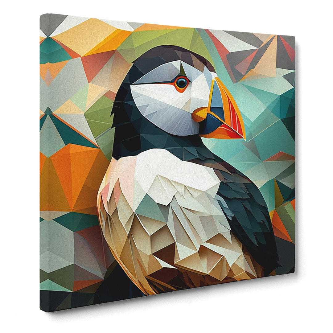 Puffin Cubism - Wrapped Canvas - Framed Print