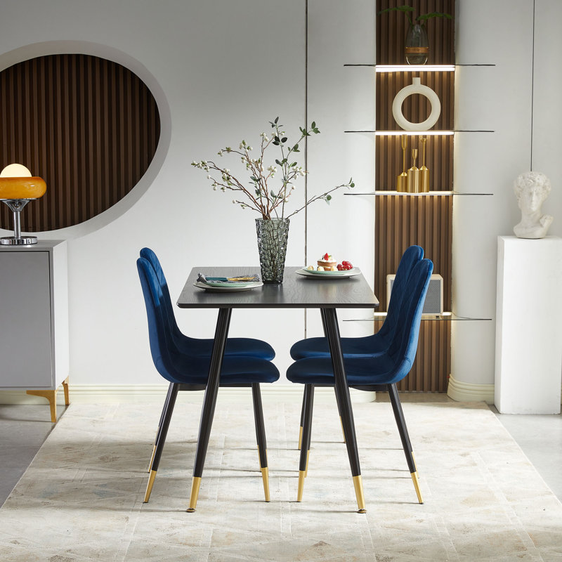 4 - Person Four Leg Dining Set, Navy