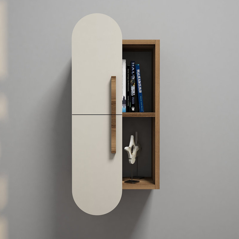 Modern Wall Shelf with Numerous Shelves, Walnut & Cream Finish, 13.8 x 23.6 x 8.7 inches | 100% Melamine Coated Particle Board, Stylish & Functional Design, Perfect for Home Office or Living Room Décor