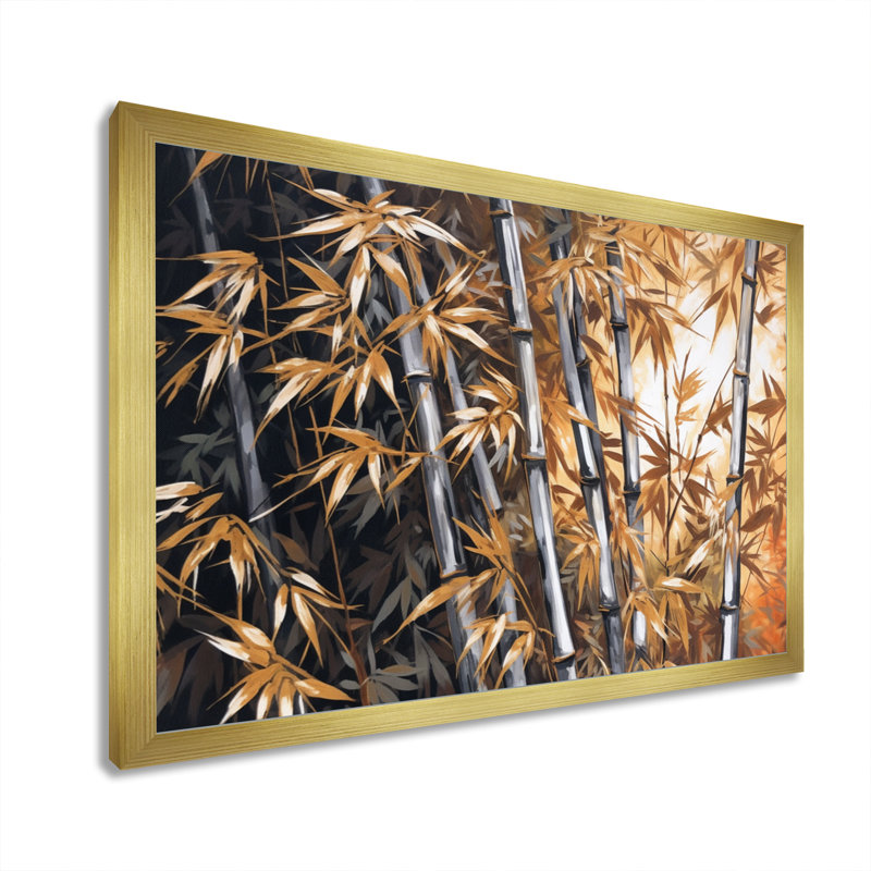 «Jaesun Yellow Floral Bamboo Tranquility I», reproduction sur toile, H 12 po x l 20 po x P 1 po, Encadrement doré