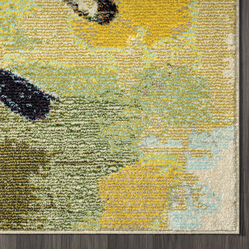 COLORWRKS Sunny Pastels Abstract Area Rug in Yellow, Rectangle 5'6" x 8'6"