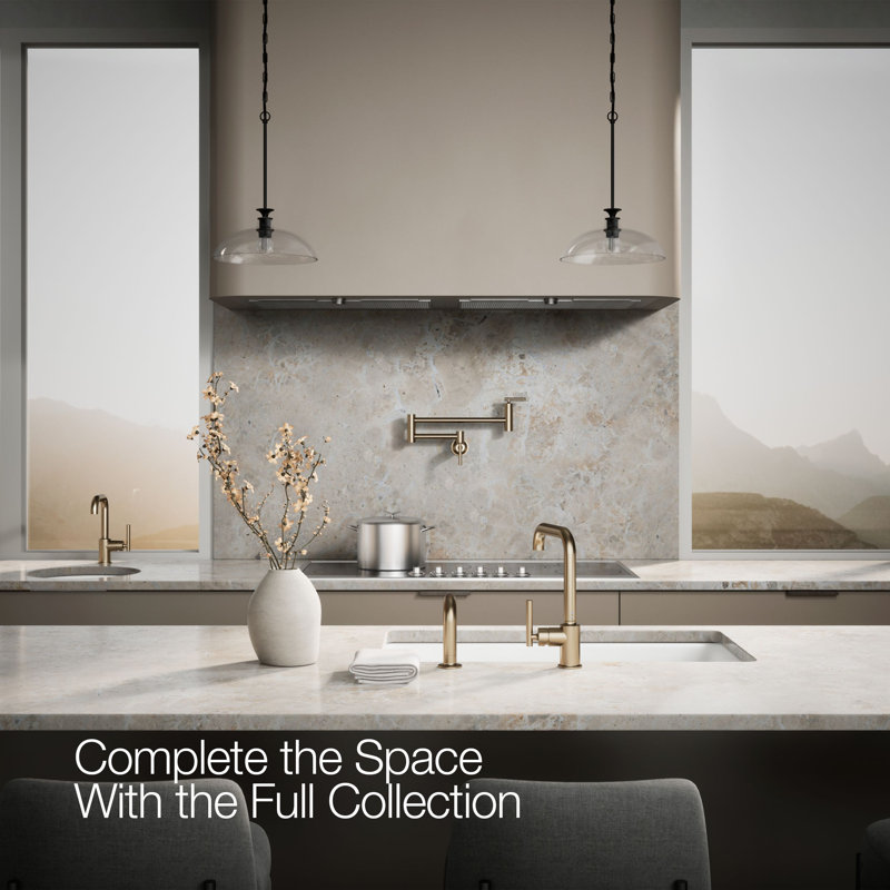Purist® Two-Hole Kitchen Sink Faucet with 8" Spout and Matching Finish Sidespray, Vibrant Brushed Bronze