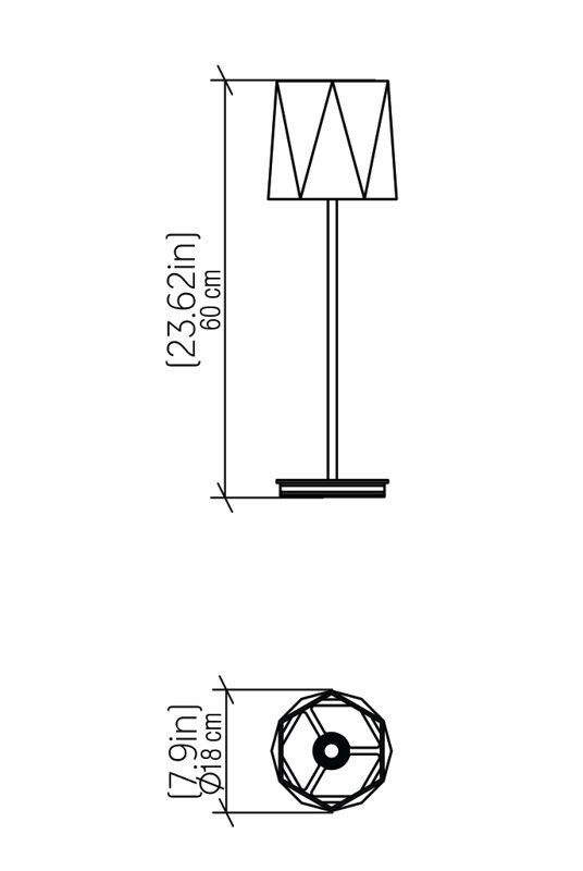 Facet Buffet Table Lamp, 23.62" H x 7.9" W x 7.9" D, Teak