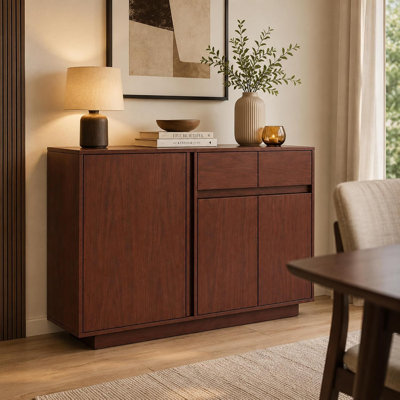 Buffet moderne 55 "avec portes et tiroirs, console de rangement en bois pour la cuisine de la salle à manger, crédence d'entrée avec tablettes ouvertes
