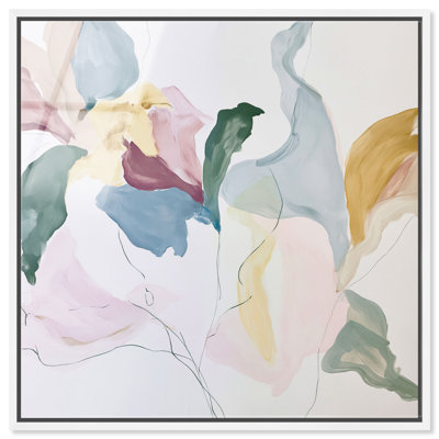 Décoration murale murale Art Remedy, motif floral « Aube délicate II », impression acrylique encadrée, couleur sauge, cadre blanc, 40 x 40 cm