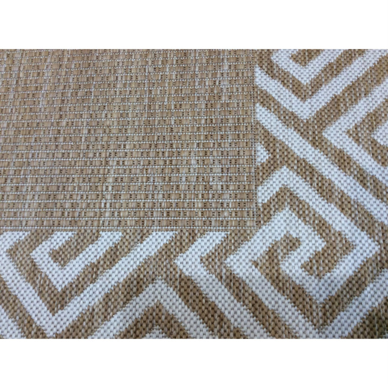 Square Geometric Tufted Beige Area Rug, Rectangle 7'10" x 10'10"