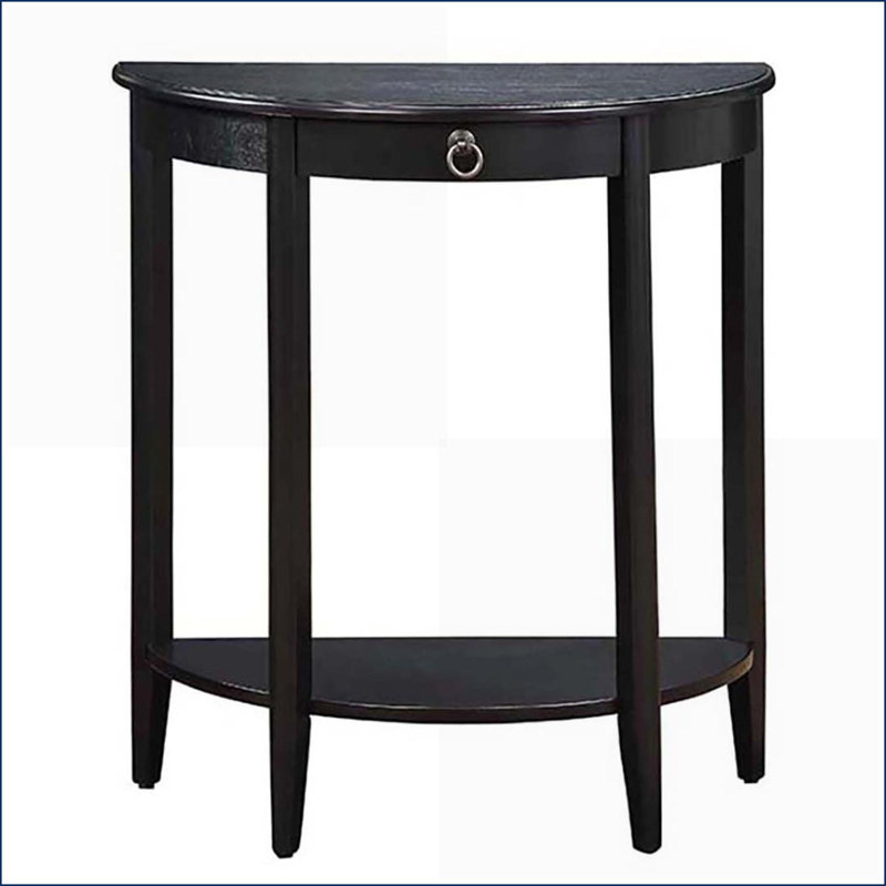 Table basse élégante en bois noir en forme de demi-lune - Rangement peu encombrant pour le salon, Noir