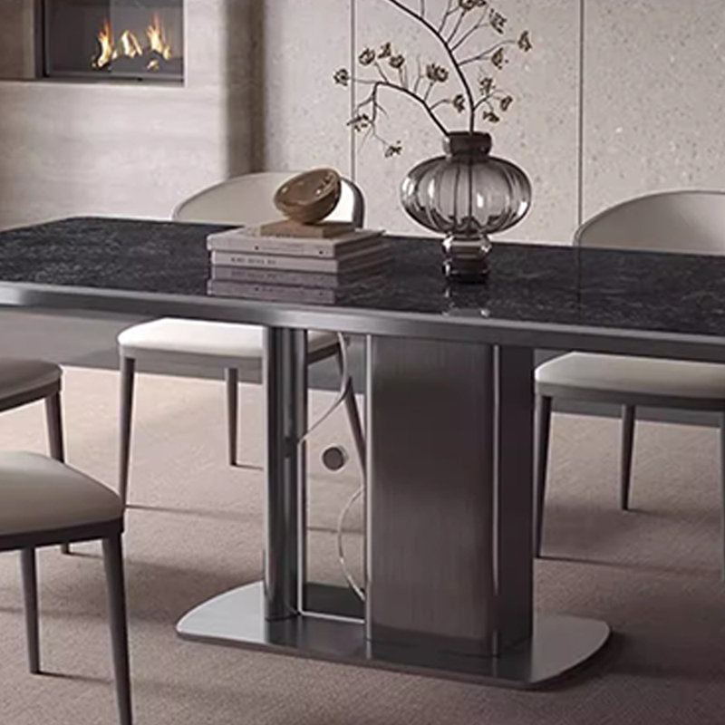 Table et chaise de luxe Deluxe Sense Simple Light, Noir, noir, noir, noir, H 29,5 po x L 70,8 po x l 35,4 po