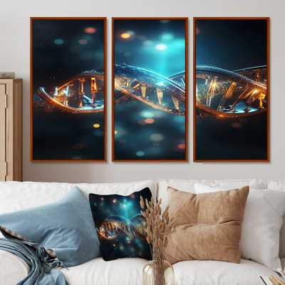Sparkling Helix DNA - Abstract Print Wall Art Set