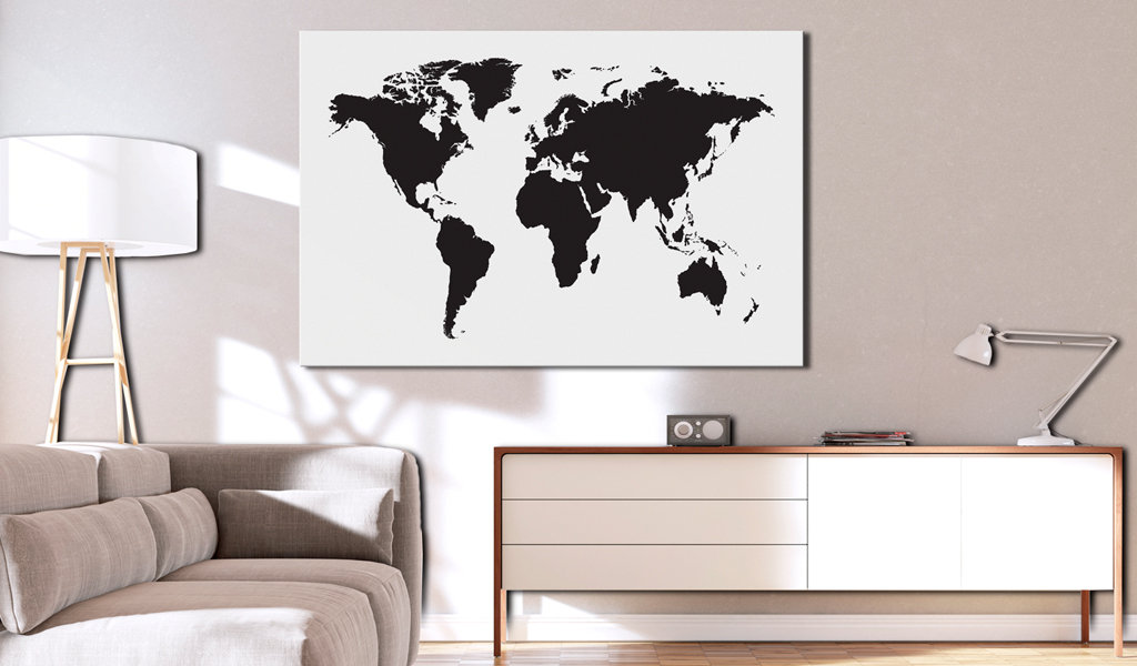 Leinwandbild - World Map: Black & White Elegance