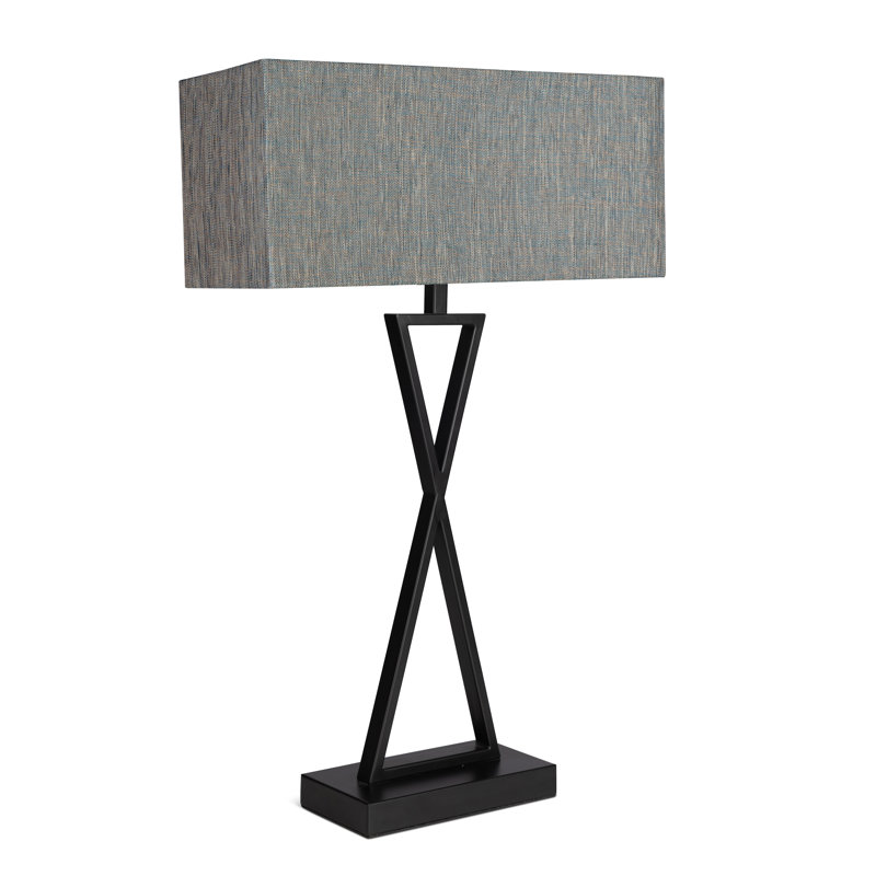 Avory 64cm Rectangle Metal Narrow Table Lamp, Blue, Black