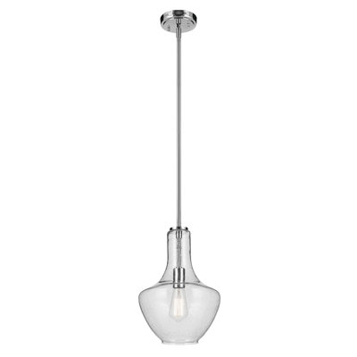 Luminaire suspendu en forme de cloche 1 lumière 15,25 "avec verre bullé transparent