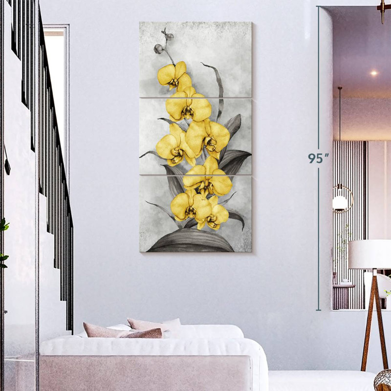 Orchidées sauvages, H 75 po x l 36 po