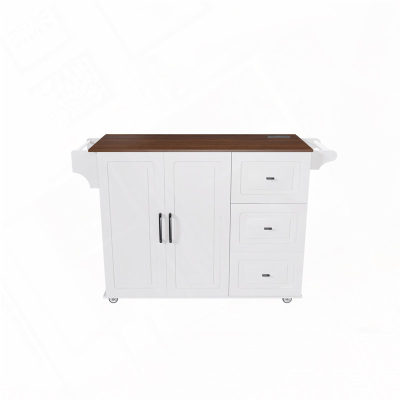 Chariot pour îlot de cuisine avec plateau pliable et abattant