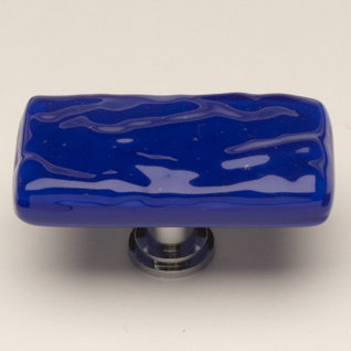 Glacier Rectangular Knob, Blue/Gray/Polished Chrome