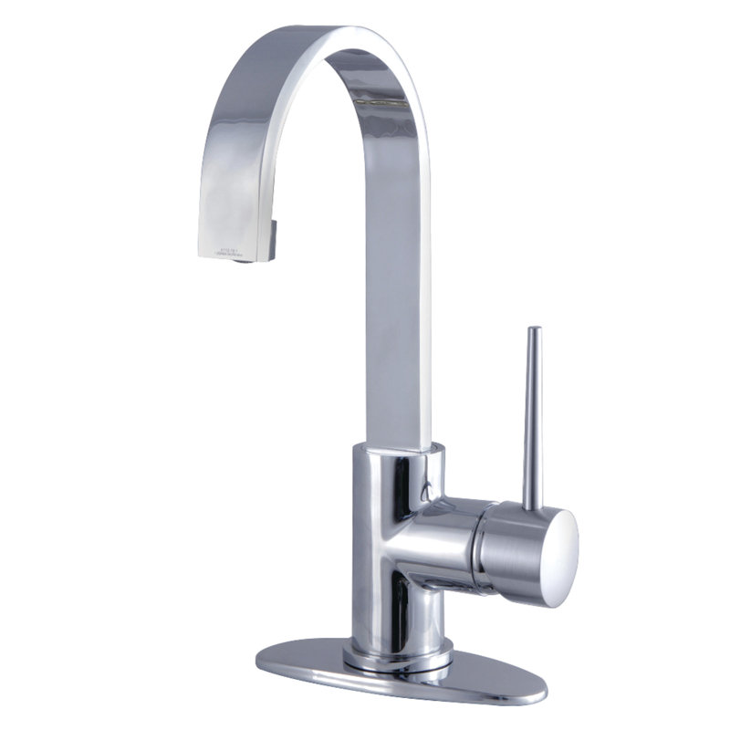 Kingston Brass New York Single-Handle 1-Hole Deck Mount Bathroom Faucet with Push Pop-Up, Polished Chrome