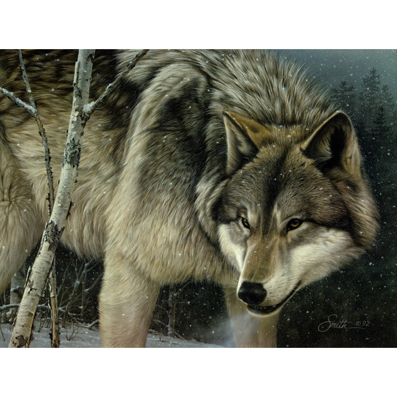 Portrait de loup, H 14 po x l 18 po