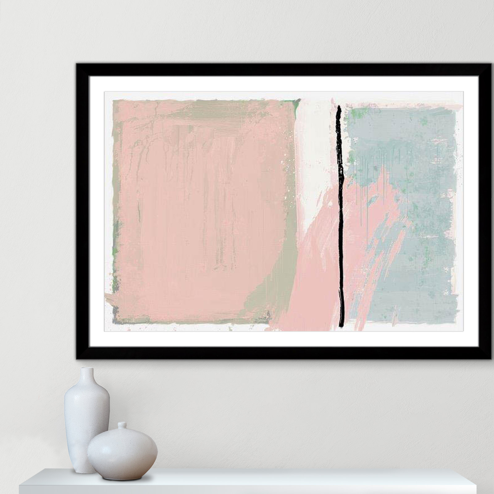 Pastel Opulance by Casa Fine Arts, White, Black Cube Picture Framed, 35" H x 49" W x 1.25" D