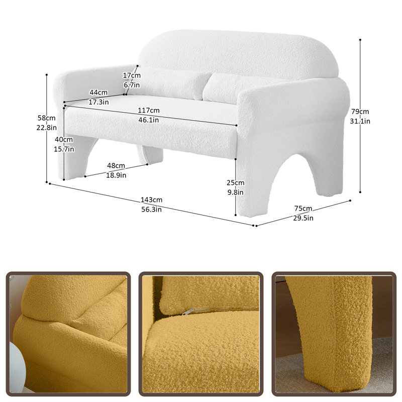 Nathalene Solid Wood 56.3'' Reception Loveseat, Yellow