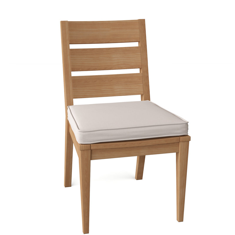 Algarve Teak Patio Dining Chair with Cushion (Set of 2), Fog