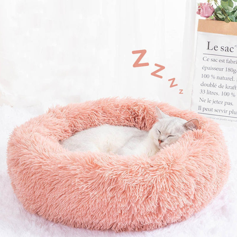 Lit rond pour chat Dequarius, L 20 po x P 20 po x H 6 po, Rose