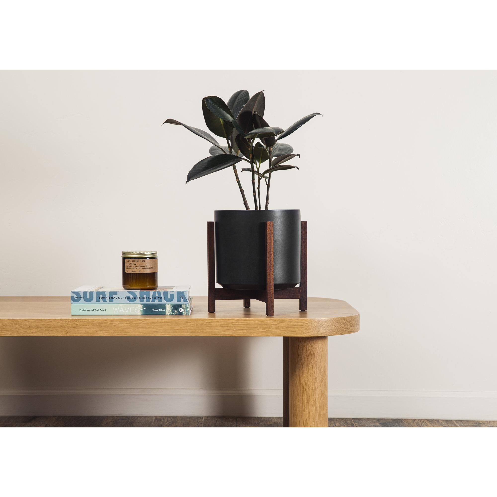 Keyes Pot Planter, 10.25" H x 10" W x 10", Black/Dark