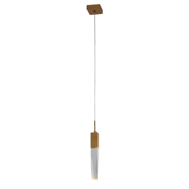 Modern 1 Light Gold Crystal Pendant, Gold