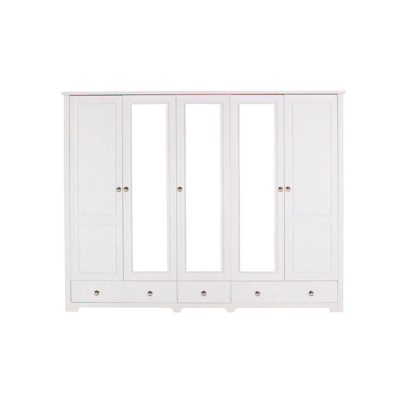Louroujina 5 Door Solid Wood Wardrobe, White 