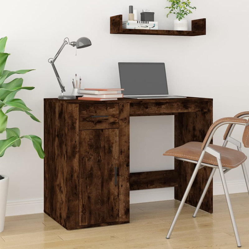 Desk 100X49x75 Cm Engineered Wood, Smoked Oak