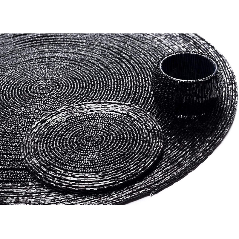 Dex Glass No Pattern Round Placemat, Black