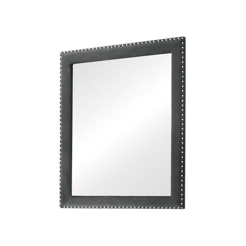 Thoreson Wood Flat Wall Mirror, Gray