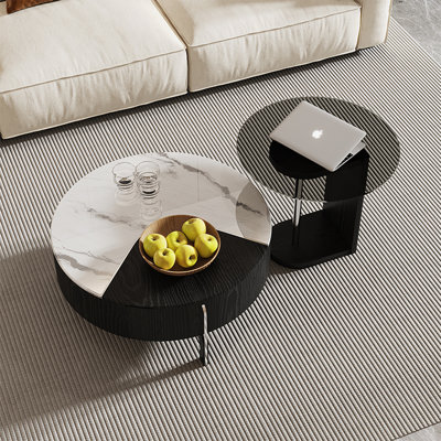 Table basse ronde en pierre micro-cristalline