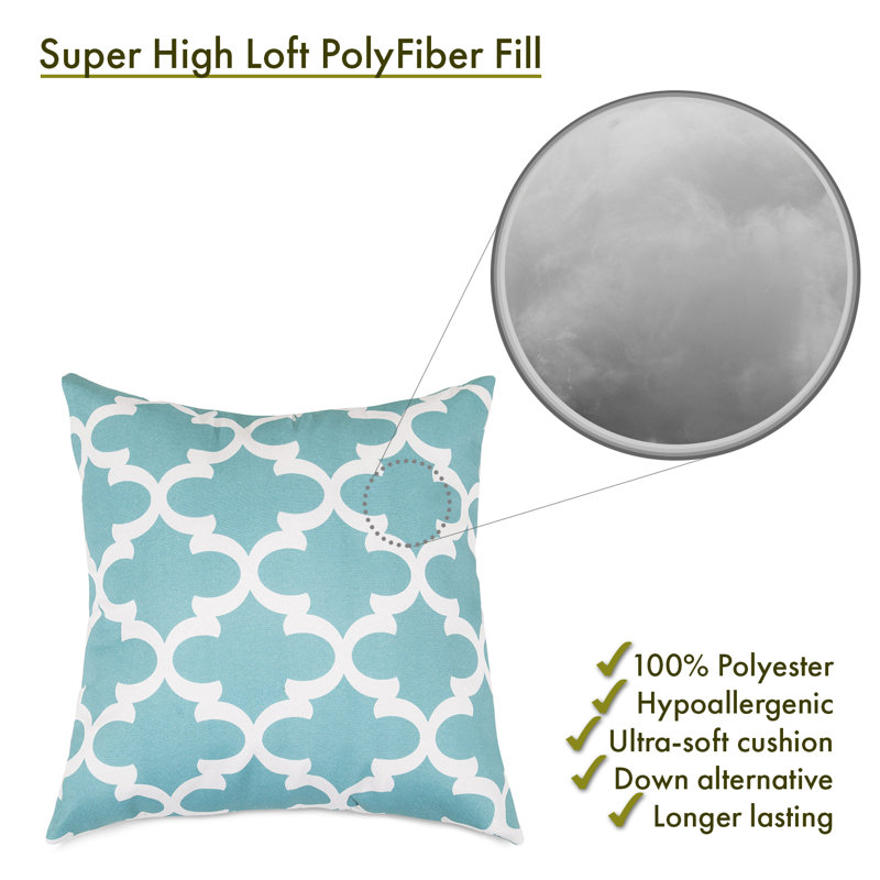 Trellis Geometric Outdoor Reversible Throw Pillow, Large, Teal