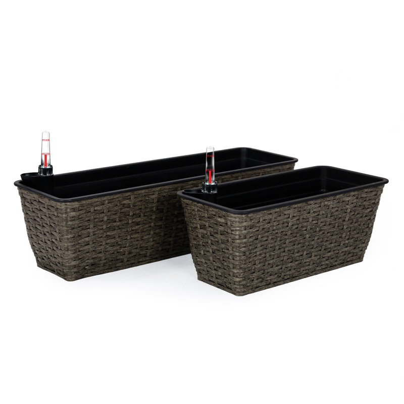 Paquet de 2 pots de fleurs à arrosage automatique, Brun