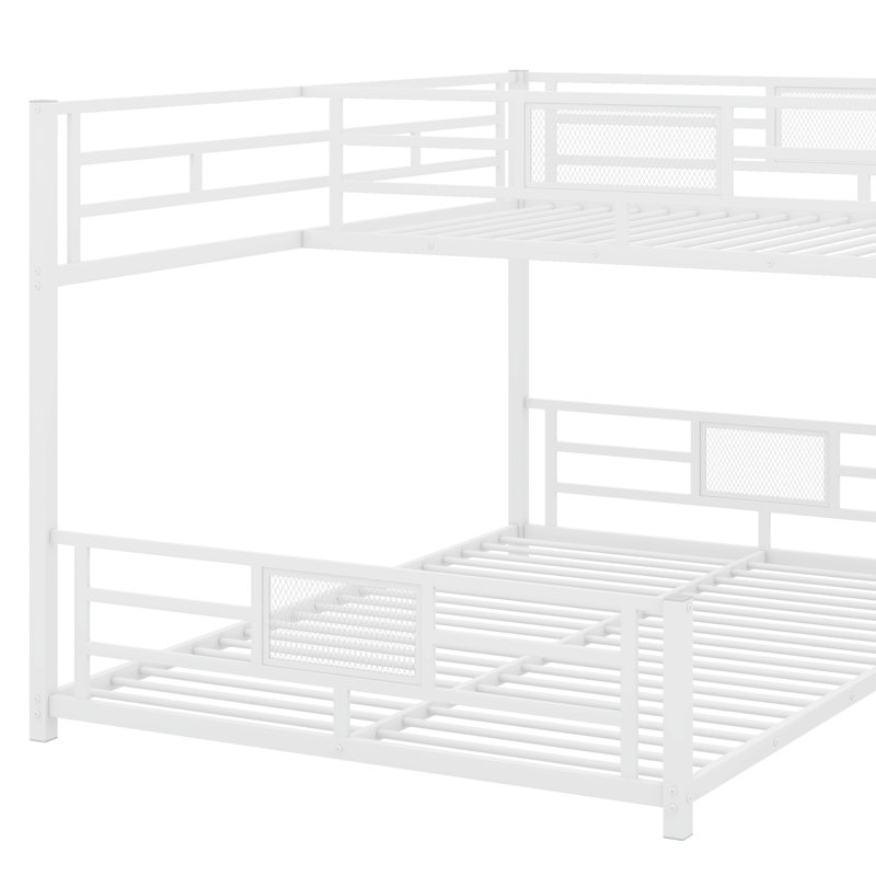 Twin Over Full L-Shaped Metal Bunk Bed, White