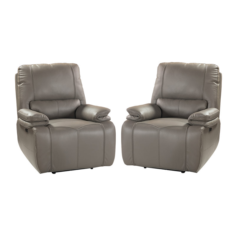 Fauteuil inclinable électrique en cuir véritable Carrina, Cuir véritable colombe