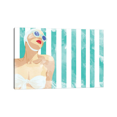 «Bathing Beauty on Teal Serviette» par Jen Bucheli - impression sur toile tendue