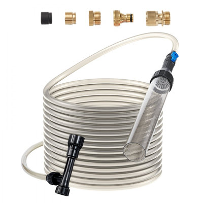 Aspirateur à gravier pour aquarium, aspirateur à gravier en PVC pour boyau d'arrosage de 25 pi, aspirateur à cuve à siphon, 3 types d'adaptateurs en laiton, pour gravier et sable pour aquarium