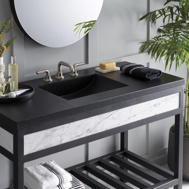 Plateau de meuble-lavabo en béton avec lavabo intégré Palomar, Centres de 8 po, Gris anthracite