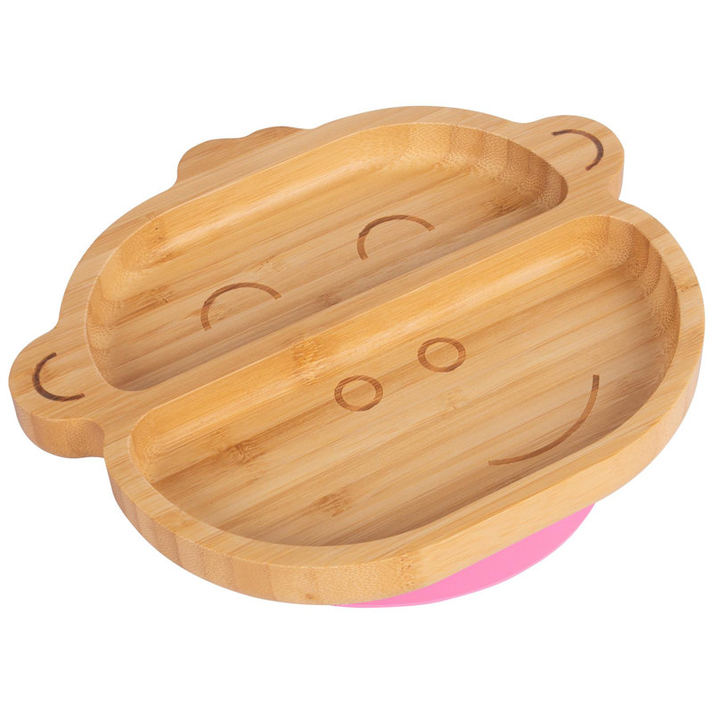 Tiny Dining - Children's Bamboo Suction Monkey Plate, Pink