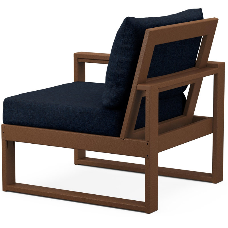 POLYWOOD Outdoor Lounge Chair, Teak, Marine Indigo