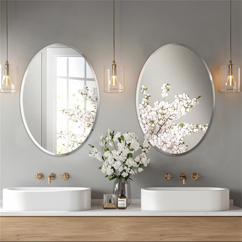 Oval Flat Rithi Wall Mirror, 70cm x 50cm
